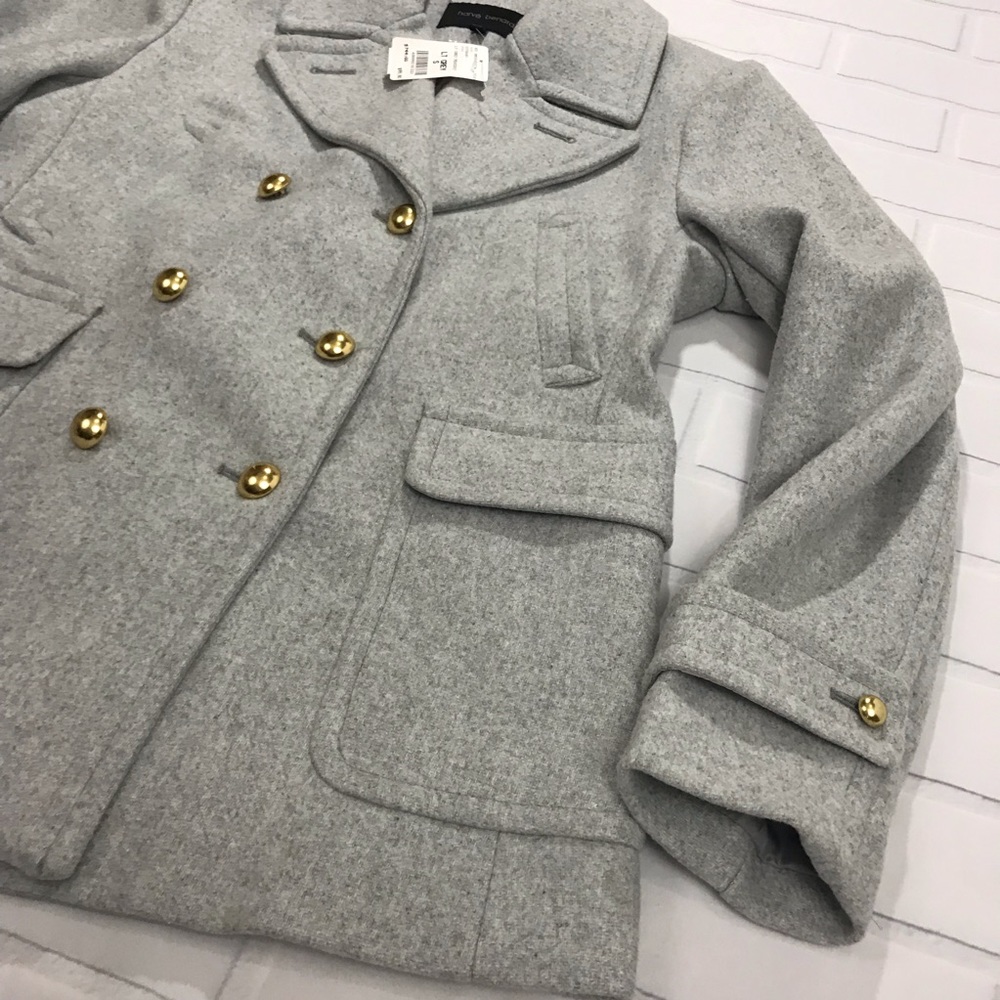 Harve Benard Wool pea coat jacket double breasted - Picture 5 of 8
